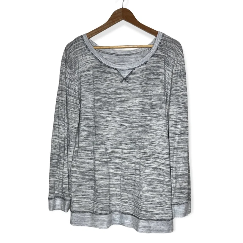 Felina Space Dye Long Sleeve Lounge Top Stretch Casual Gray Size x-large - Picture 2 of 4
